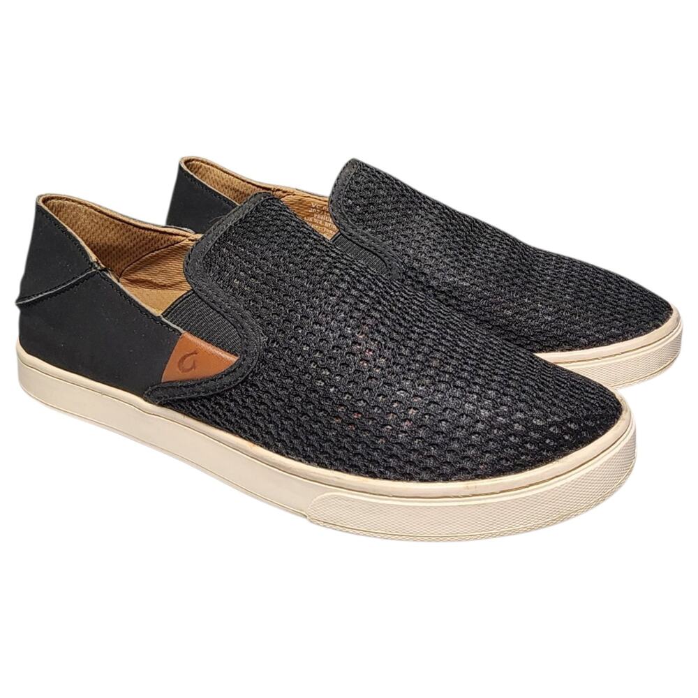Olukai Pehuea Shoes Sneakers Womens Size 8 Black Mesh Hawaiian 20271-4040